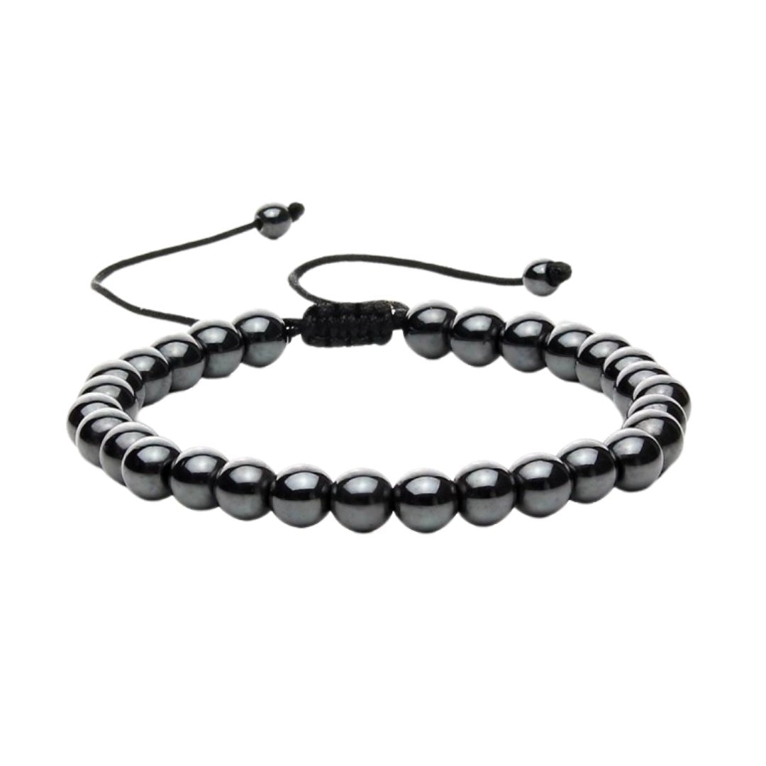 Pulsera de Hematite con Nudo Corredizo