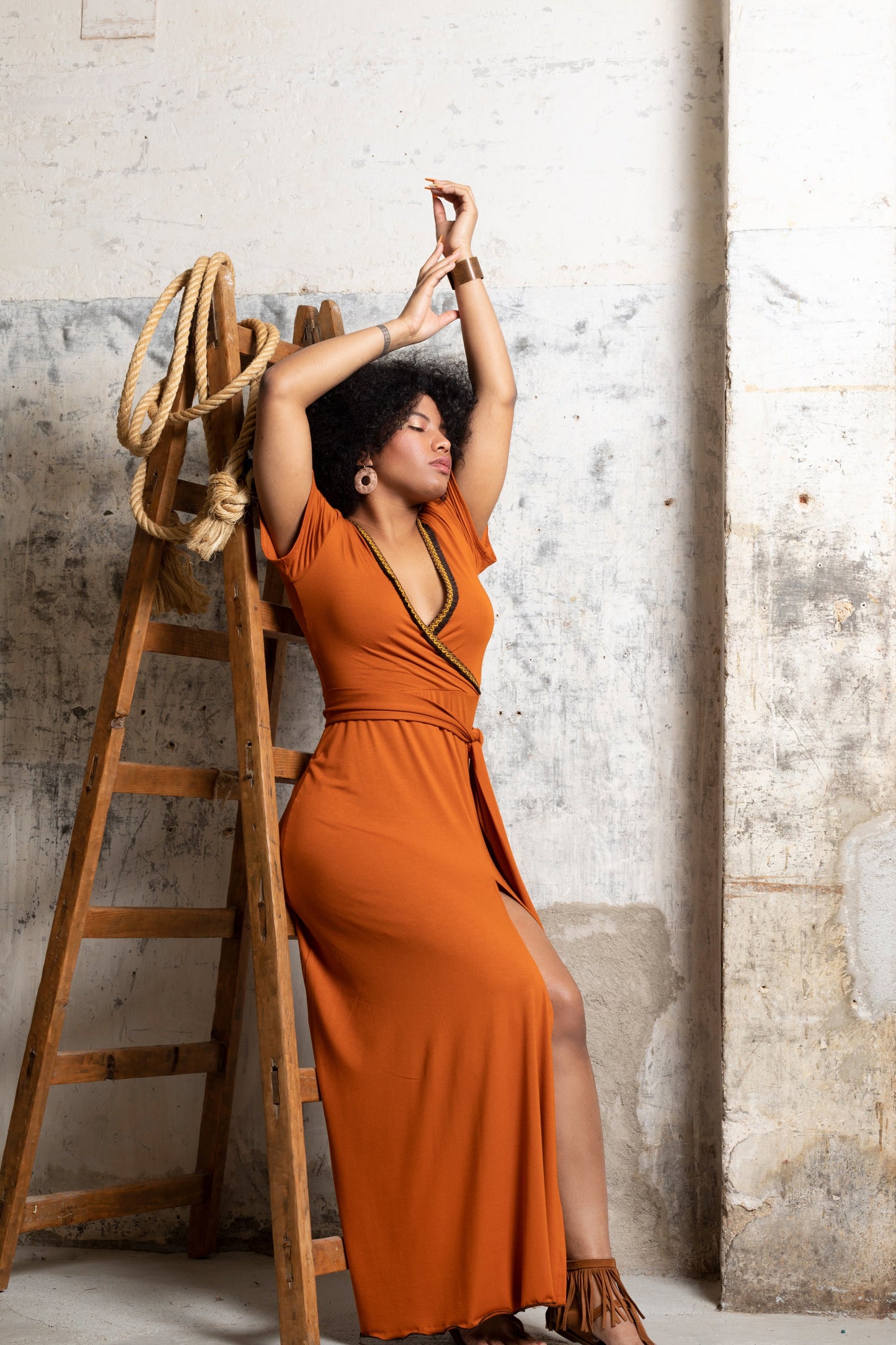 Black Bohemian Wrap Maxi Dress – Organic Bamboo Jersey