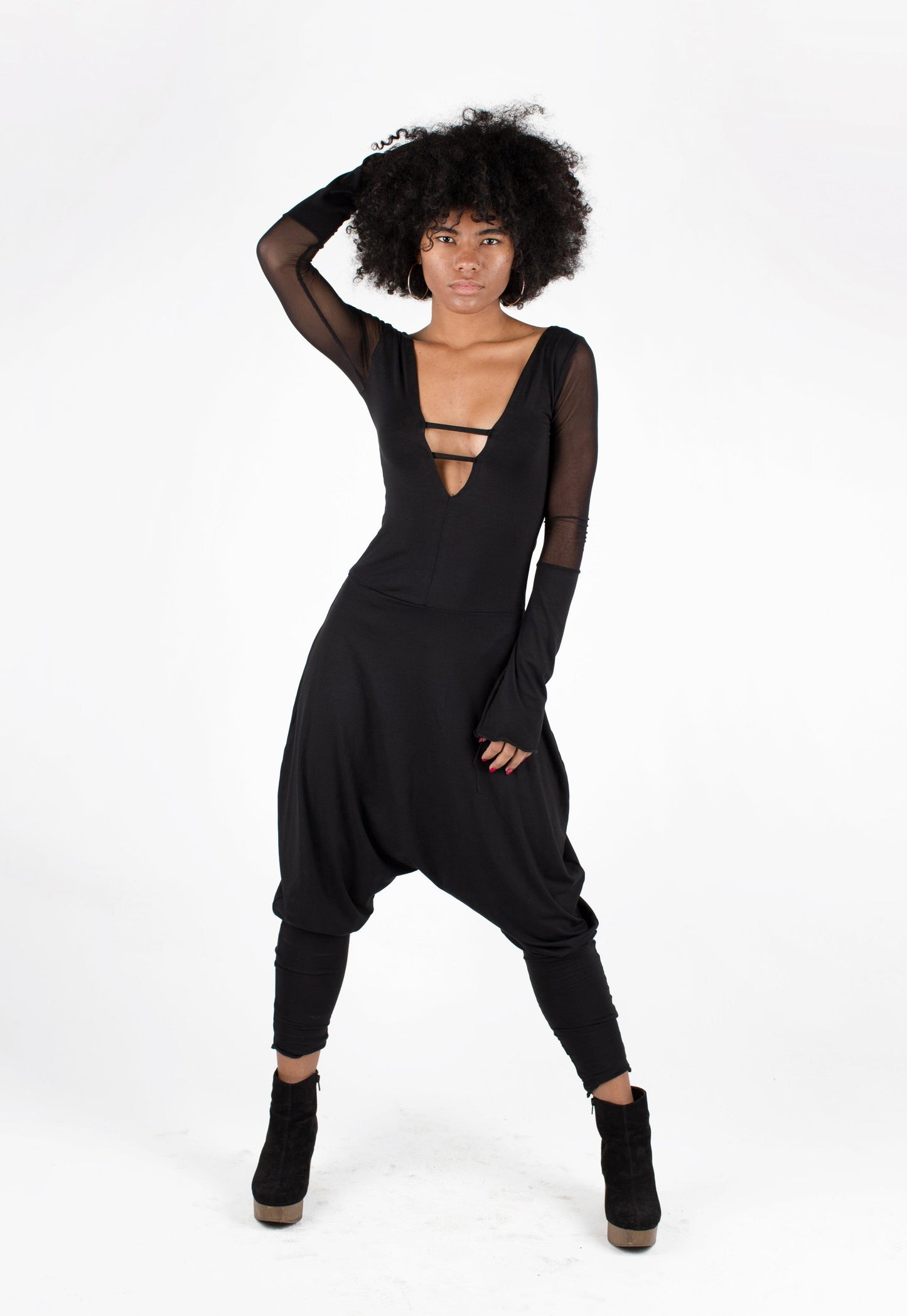 Long sleeve harem jumpsuit