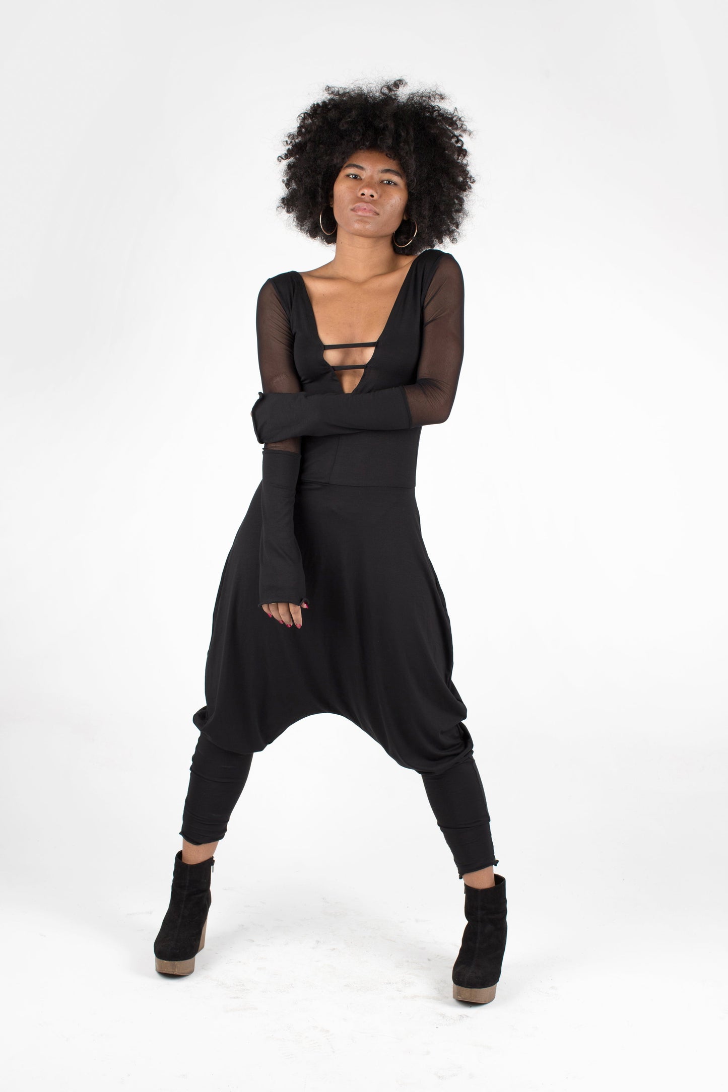 Long sleeve harem jumpsuit